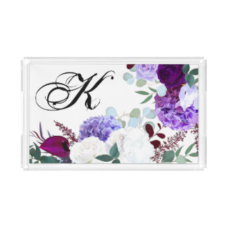 Personalized Acrylic Tray Lavender Hibiscus on W