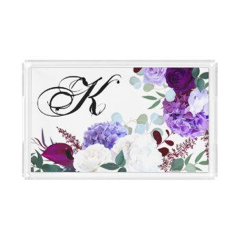 Personalized Acrylic Tray Lavender Hibiscus On W by AnnLeeDesigns at Zazzle