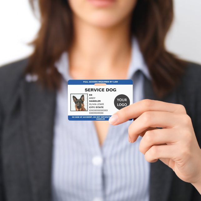 Personalized Ada Card Service Dog Photo ID Badge (Presented)