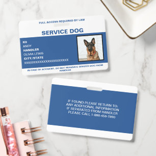 Personalized Ada Card Service Dog Photo ID Badge