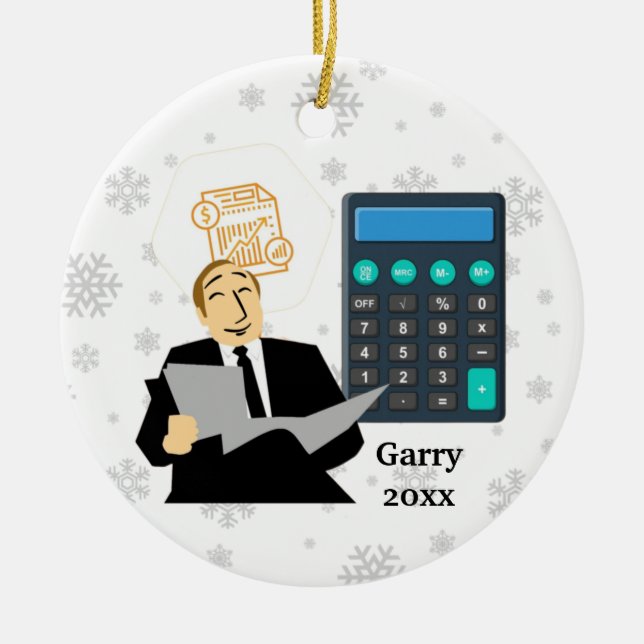 Personalized Add a Name Accountant Christmas Ceramic Ornament (Front)