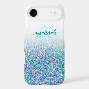Personalized Add A Name Blue Green Glitter Ombre iPhone 17 Air Case