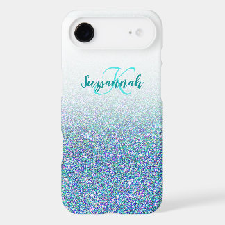 Personalized Add A Name Blue Green Glitter Ombre iPhone 17 Air Case
