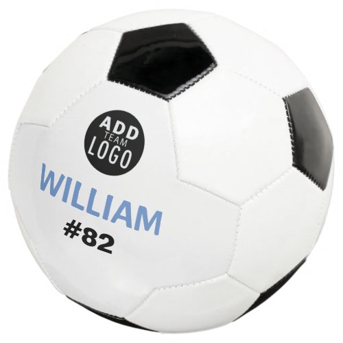 Personalized Add A Team Logo Kids Blue White Soccer Ball