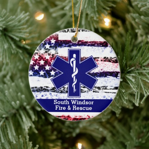 Personalized Add Dept EMS Star Life Logo Ornament