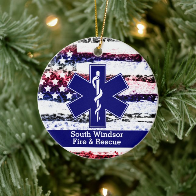Personalized Add Dept EMS Star Life Logo Ornament (Tree)