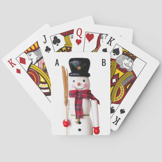 Personalized (Add Initials) Snowman Nutcracker Poker Cards (Back)