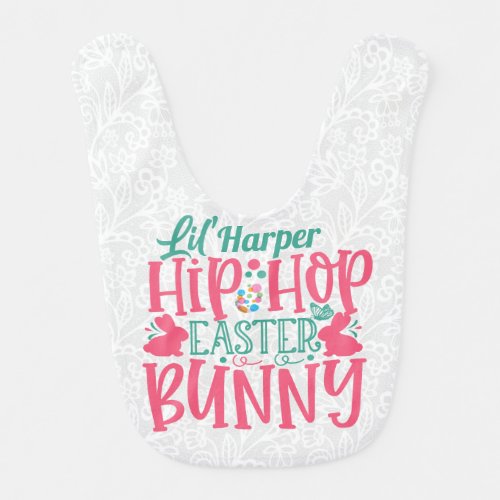 Personalized ADD NAME Lil Hip Hop Easter Bunny Baby Bib
