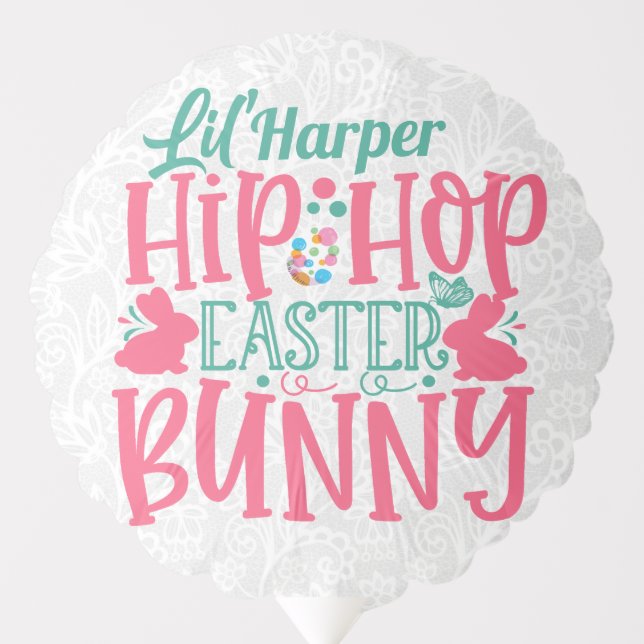 Personalized ADD NAME Lil Hip Hop Easter Bunny Balloon (Front)