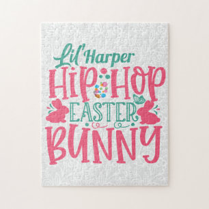 Personalized ADD NAME Lil Hip Hop Easter Bunny Jigsaw Puzzle