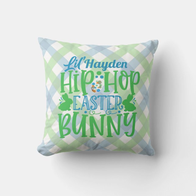 Personalized ADD NAME Lil Hip Hop Easter Bunny Throw Pillow (Front)