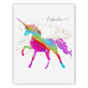 Personalized Add Name Rainbow Unicorn Gold Glitter Temporary Tattoos