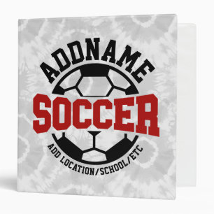 Personalized ADD NAME Soccer Player Team Tie-Dye 3 Ring Binder