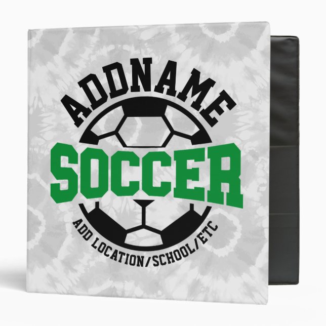 Personalized ADD NAME Soccer Player Team Tie-Dye 3 Ring Binder (Front/Inside)