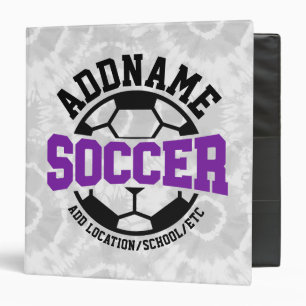 Personalized ADD NAME Soccer Player Team Tie-Dye 3 Ring Binder