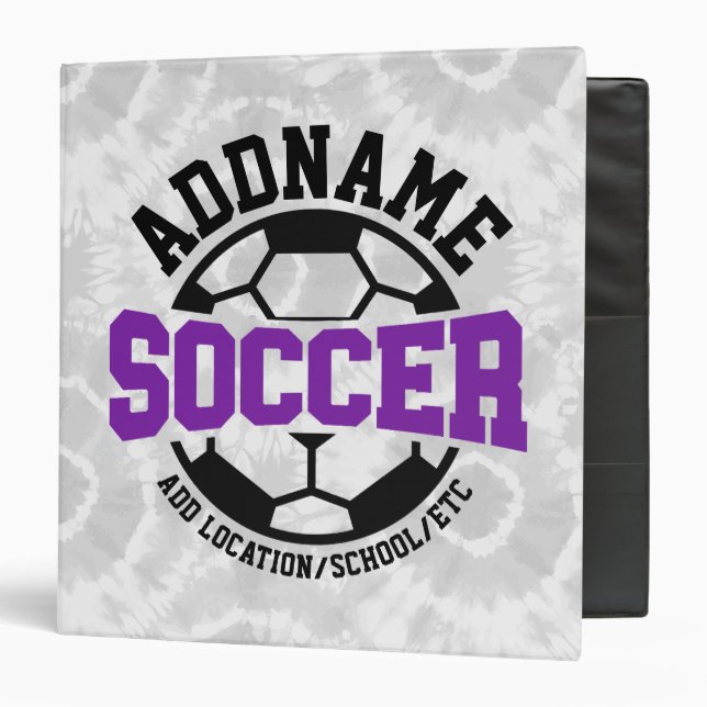 Personalized ADD NAME Soccer Player Team Tie-Dye 3 Ring Binder (Front/Inside)