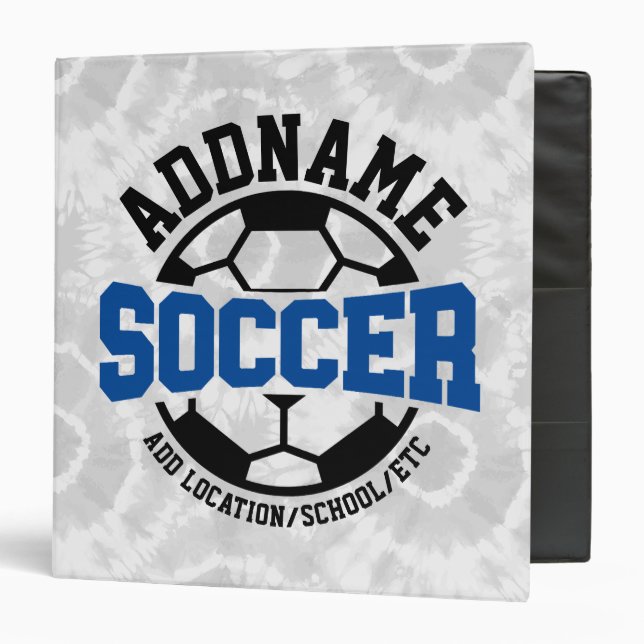Personalized ADD NAME Soccer Player Team Tie-Dye 3 Ring Binder (Front/Inside)