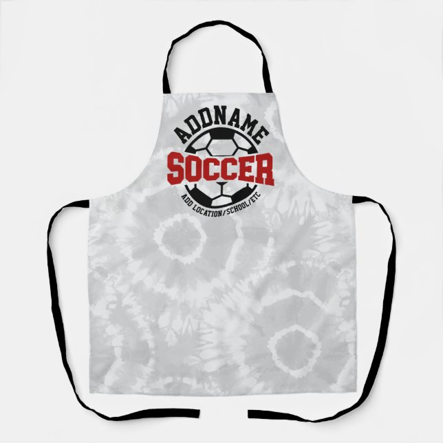 Personalized ADD NAME Soccer Player Team Tie-Dye Apron (Front)