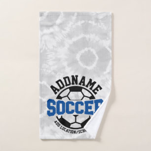 Personalized ADD NAME Soccer Player Team Tie-Dye Bath Towel Set