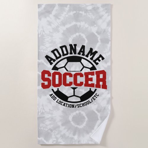 Personalized ADD NAME Soccer Player Team Tie_Dye Beach Towel