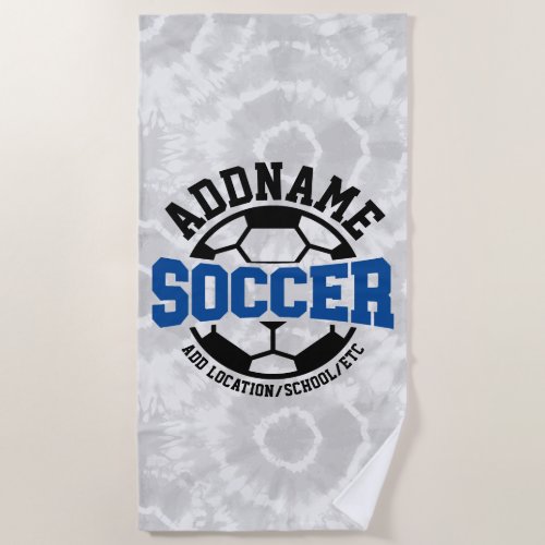 Personalized ADD NAME Soccer Player Team Tie_Dye Beach Towel