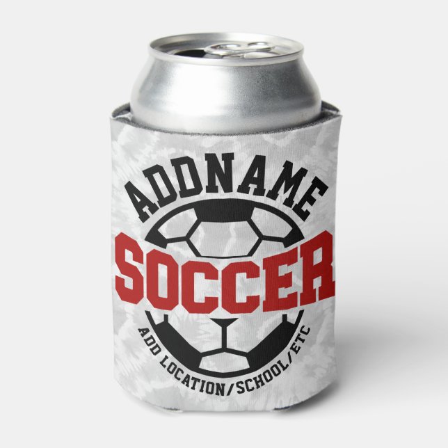 Personalized ADD NAME Soccer Player Team Tie-Dye Can Cooler (Can Front)