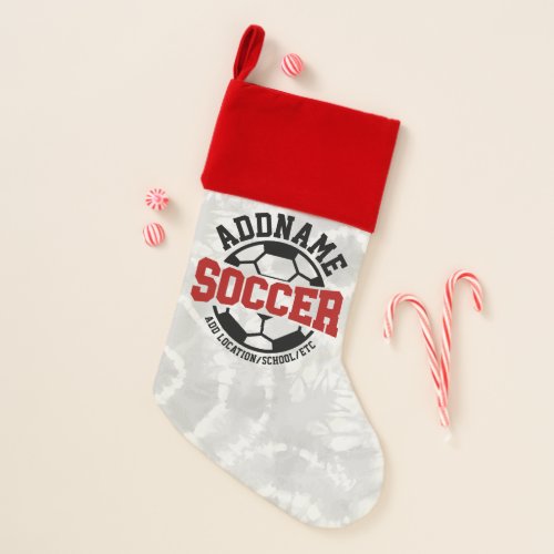 Personalized ADD NAME Soccer Player Team Tie_Dye Christmas Stocking