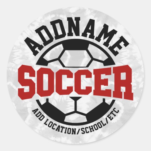 Personalized ADD NAME Soccer Player Team Tie_Dye Classic Round Sticker