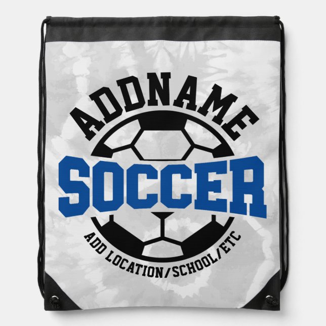 Personalized ADD NAME Soccer Player Team Tie-Dye Drawstring Bag (Front)