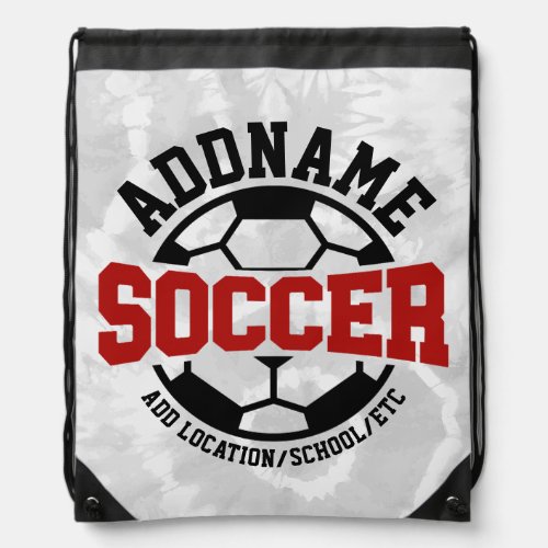 Personalized ADD NAME Soccer Player Team Tie_Dye Drawstring Bag