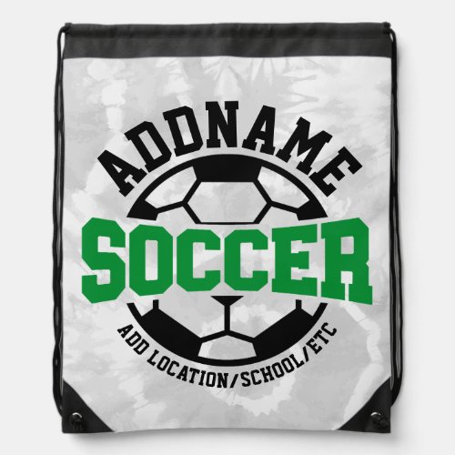 Personalized ADD NAME Soccer Player Team Tie_Dye Drawstring Bag