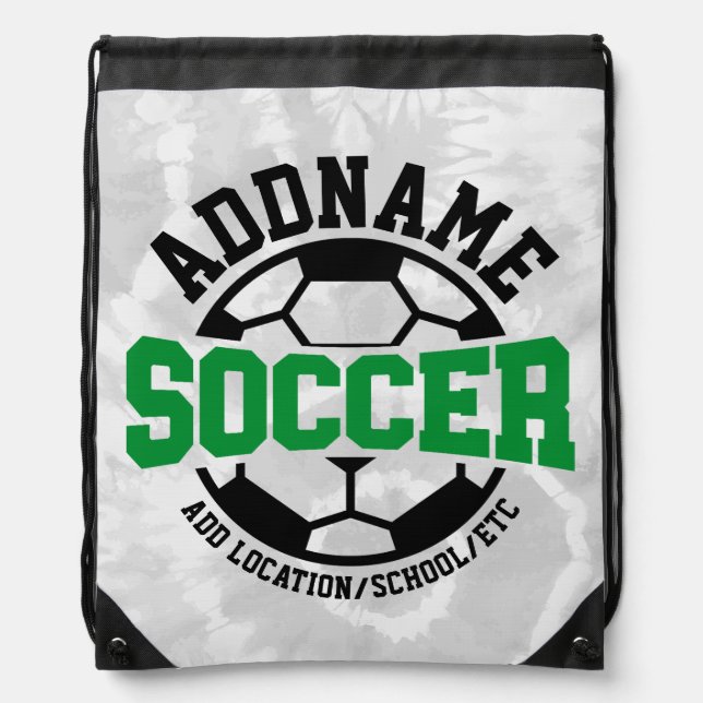 Personalized ADD NAME Soccer Player Team Tie-Dye Drawstring Bag (Front)