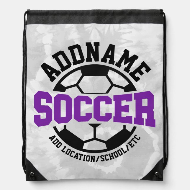 Personalized ADD NAME Soccer Player Team Tie-Dye Drawstring Bag (Front)