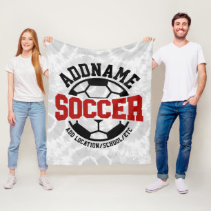 Personalized ADD NAME Soccer Player Team Tie-Dye Fleece Blanket