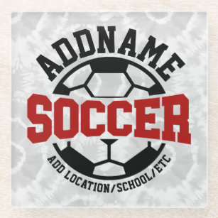 Personalized ADD NAME Soccer Player Team Tie-Dye Glass Coaster