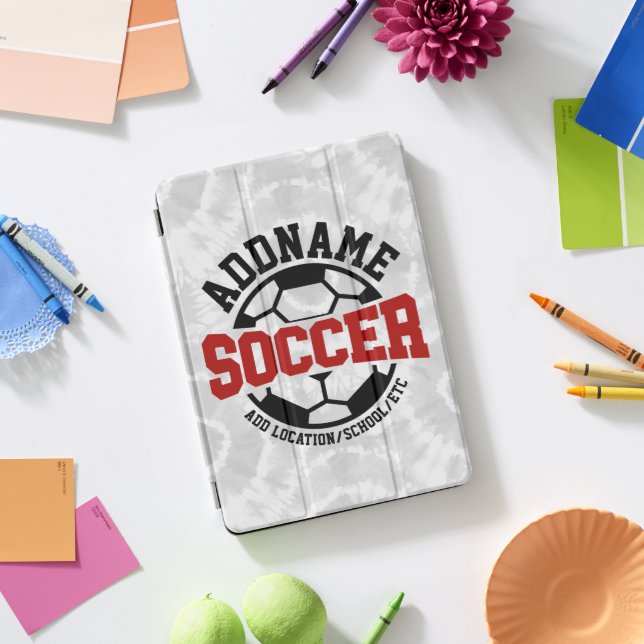 Personalized ADD NAME Soccer Player Team Tie-Dye iPad Pro Cover (Desk)