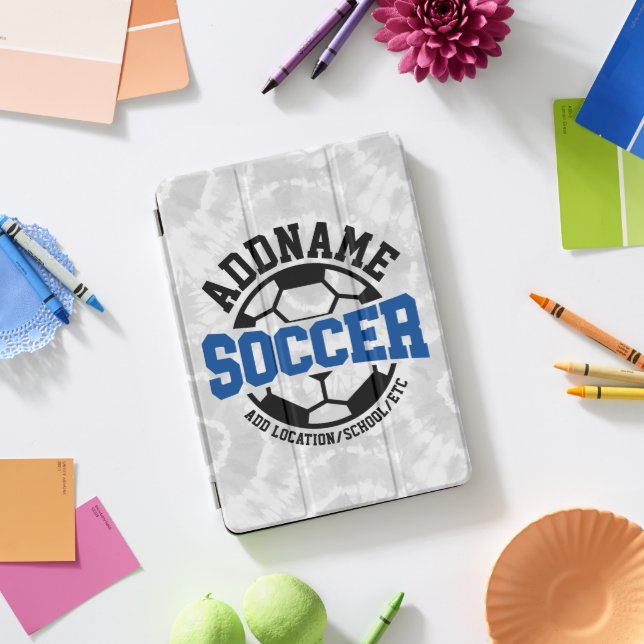 Personalized ADD NAME Soccer Player Team Tie-Dye iPad Pro Cover (Desk)