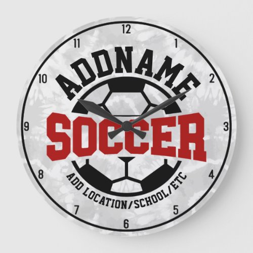 Personalized ADD NAME Soccer Player Team Tie_Dye Large Clock