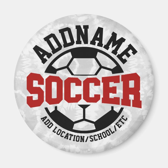 Personalized ADD NAME Soccer Player Team Tie-Dye Magnet (Front)