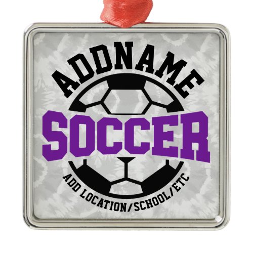 Personalized ADD NAME Soccer Player Team Tie-Dye Metal Ornament