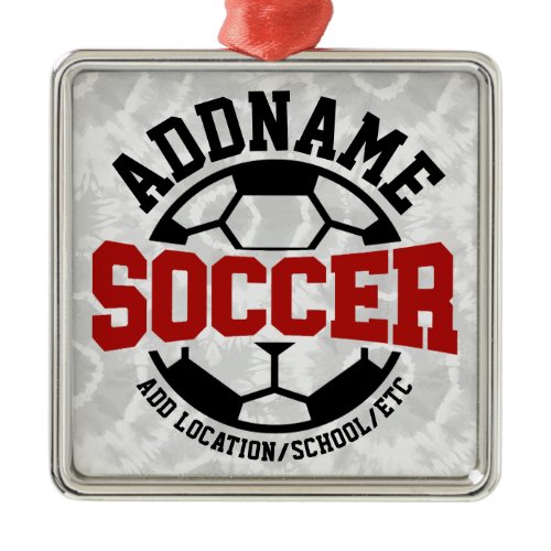 Personalized ADD NAME Soccer Player Team Tie-Dye Metal Ornament