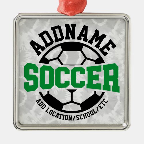 Personalized ADD NAME Soccer Player Team Tie_Dye Metal Ornament