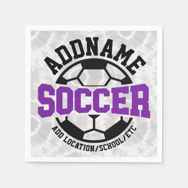 Personalized ADD NAME Soccer Player Team Tie-Dye Napkins (Front)