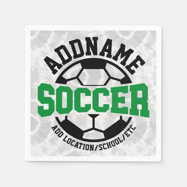 Personalized ADD NAME Soccer Player Team Tie-Dye Napkins (Front)