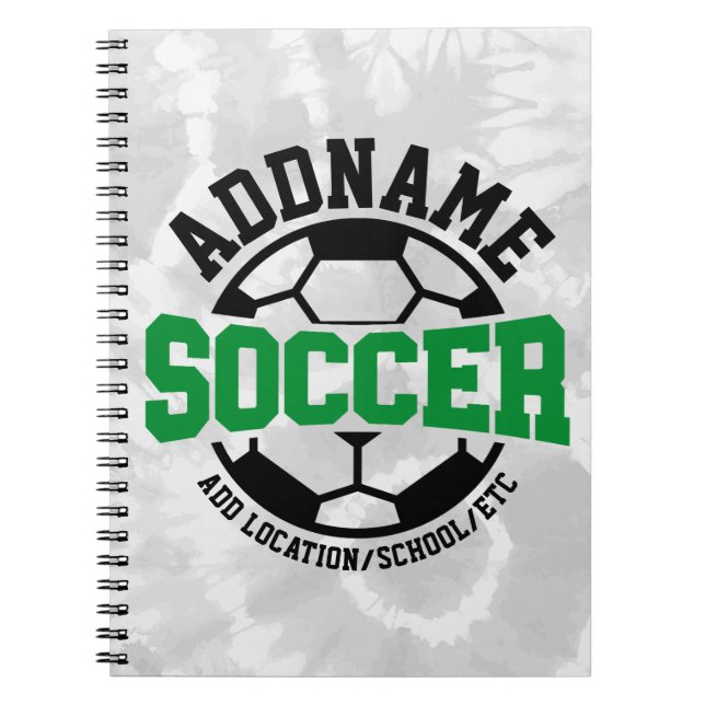 Personalized ADD NAME Soccer Player Team Tie-Dye Notebook (Front)