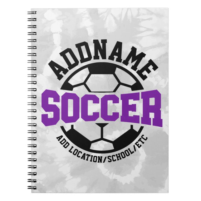 Personalized ADD NAME Soccer Player Team Tie-Dye Notebook (Front)