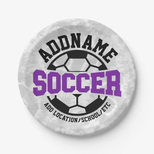 Personalized ADD NAME Soccer Player Team Tie_Dye Paper Plates