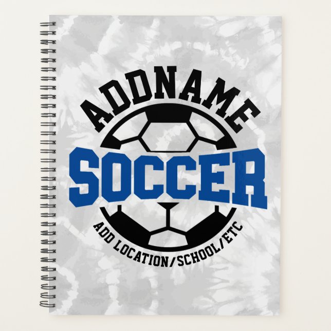 Personalized ADD NAME Soccer Player Team Tie-Dye Planner (Front)