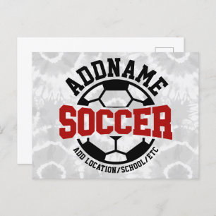 Personalized ADD NAME Soccer Player Team Tie-Dye Postcard