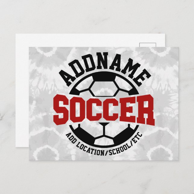 Personalized ADD NAME Soccer Player Team Tie-Dye Postcard (Front/Back)